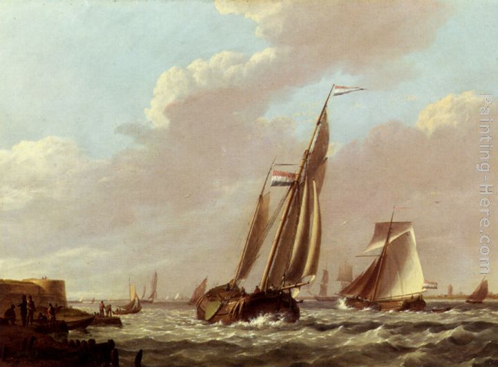 Shipping In A Choppy Estuary painting - Johannes Hermanus Koekkoek Shipping In A Choppy Estuary art painting